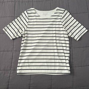 Tahari Women's Black and White Striped Top